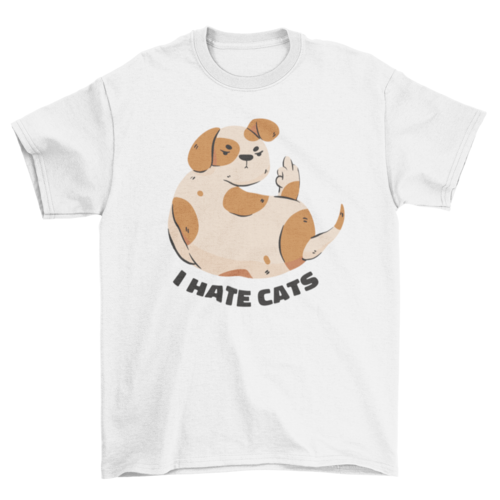 Funny spotted dog hate cats t-shirt