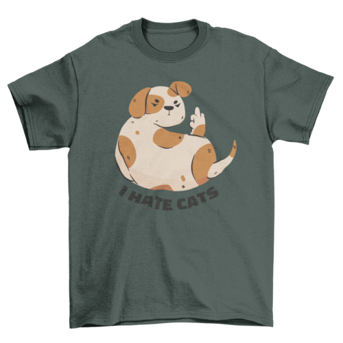 Funny spotted dog hate cats t-shirt