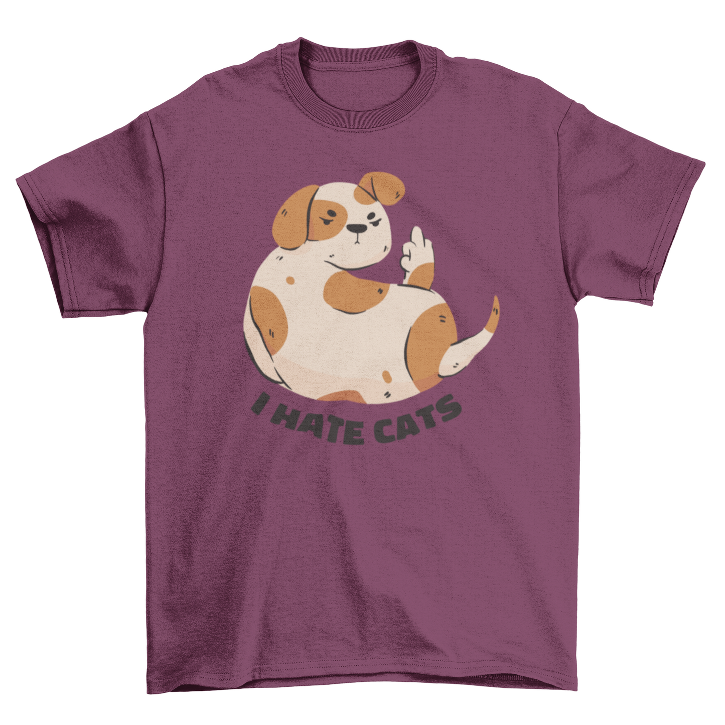 Funny spotted dog hate cats t-shirt