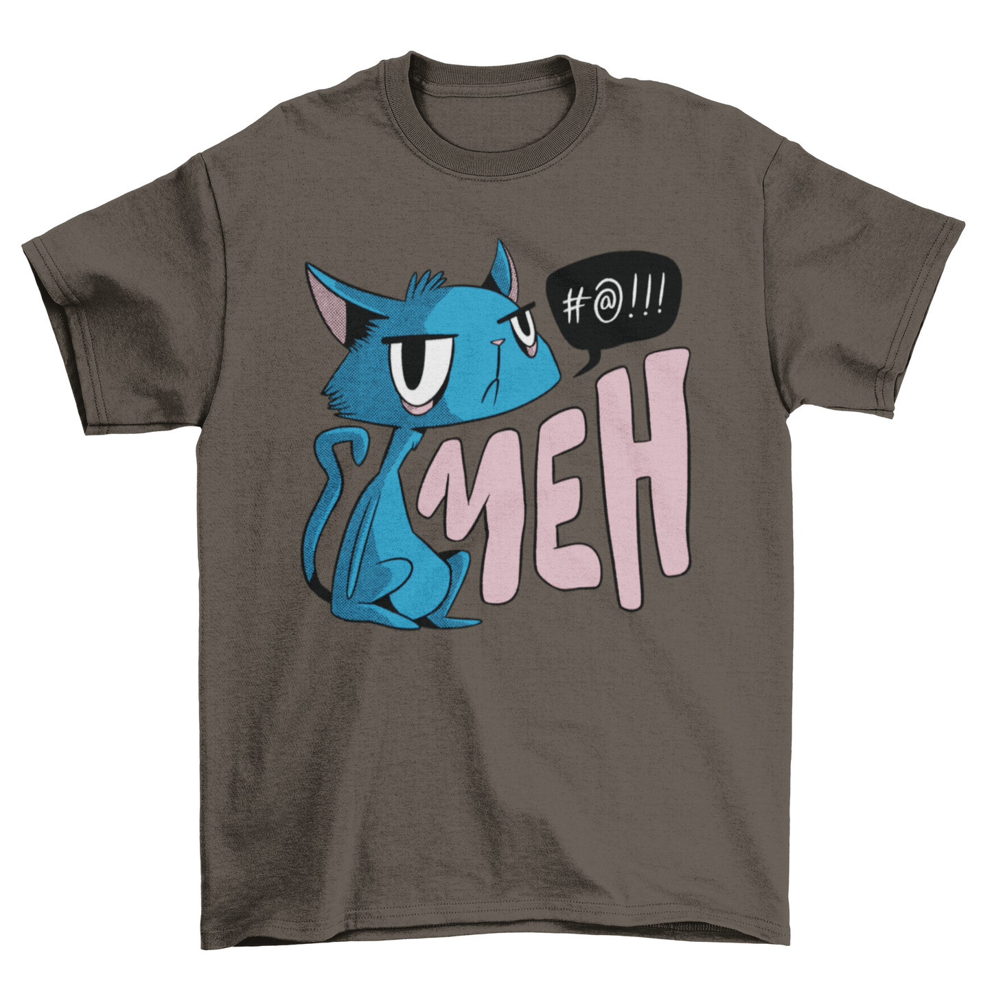 Funny Cartoon Fashion Pet Animal Unimpressed quote "Meh" cat t-shirt
