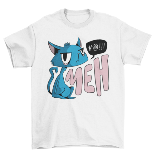 Funny Cartoon Fashion Pet Animal Unimpressed quote "Meh" cat t-shirt