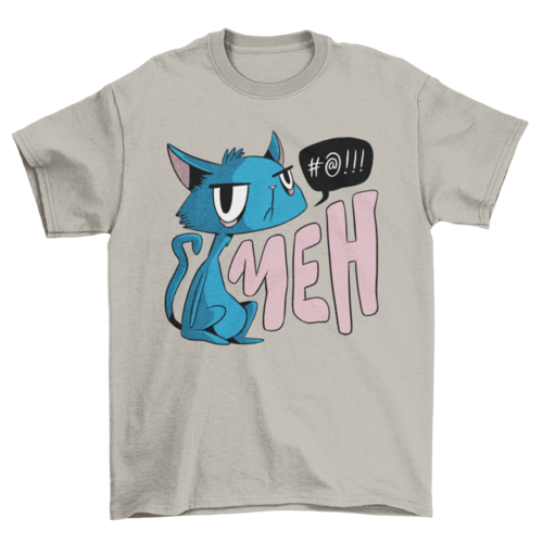 Funny Cartoon Fashion Pet Animal Unimpressed quote "Meh" cat t-shirt