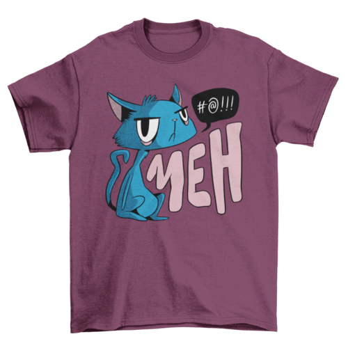 Funny Cartoon Fashion Pet Animal Unimpressed quote "Meh" cat t-shirt