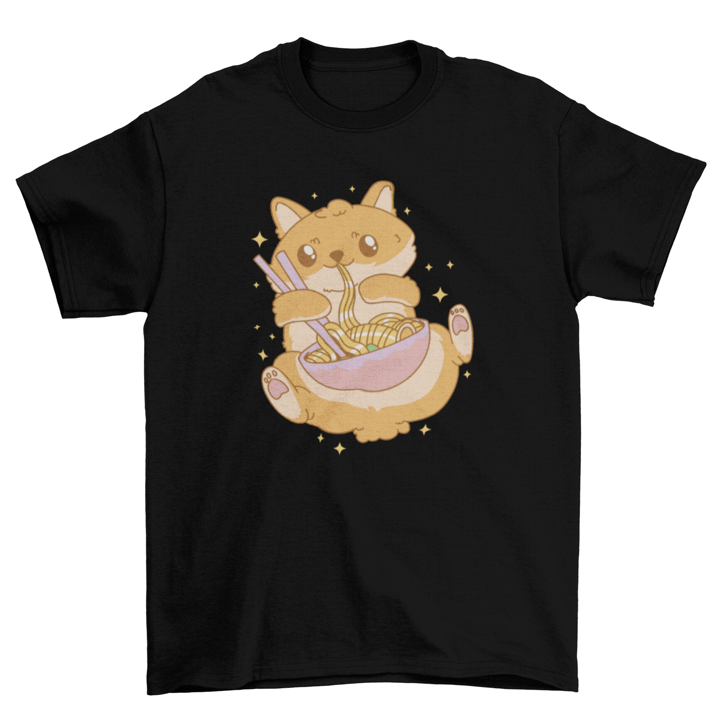 Cute Fashion Pomeranian Pet dog eating ramen Noodle Food Animal