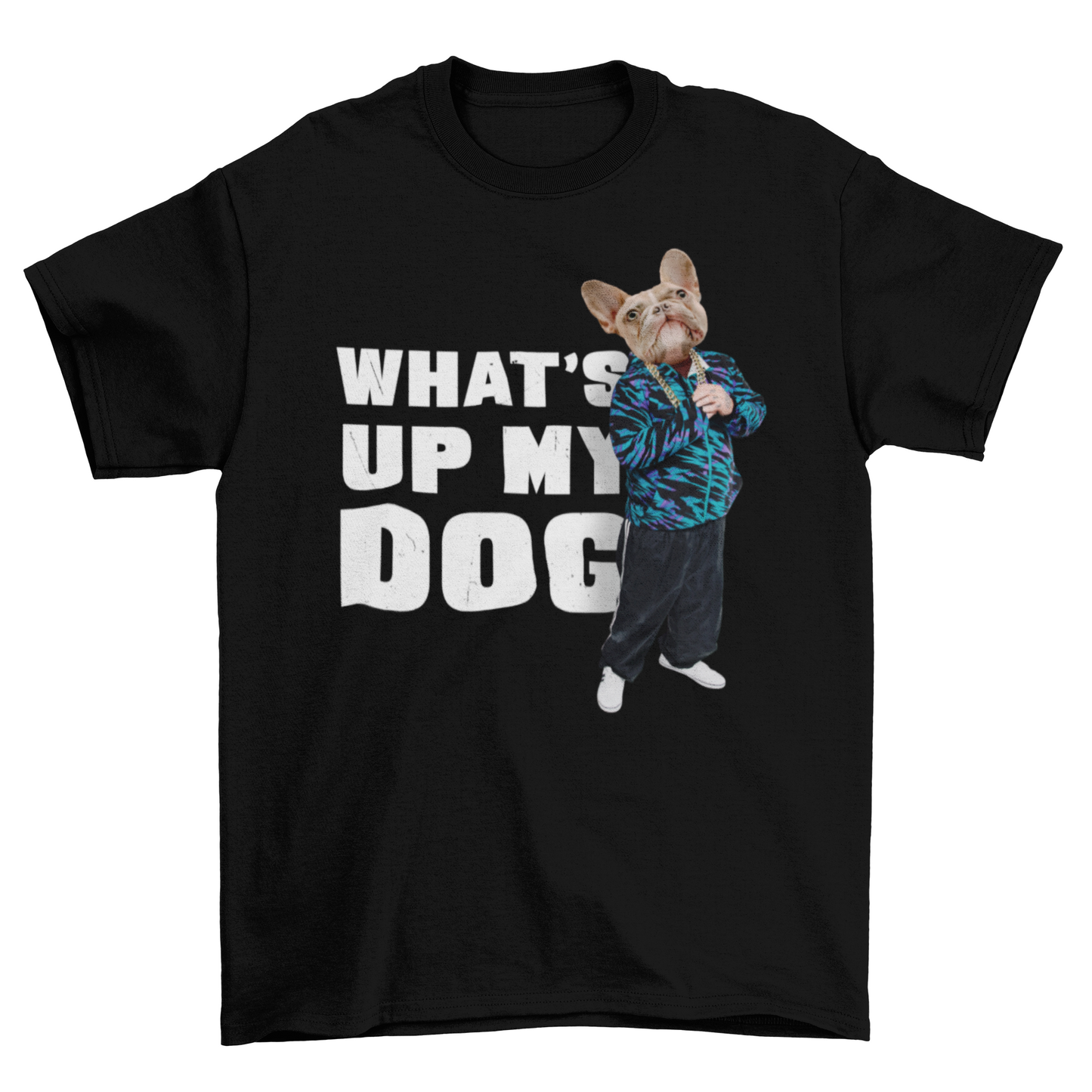 Person with dog animal head t-shirt