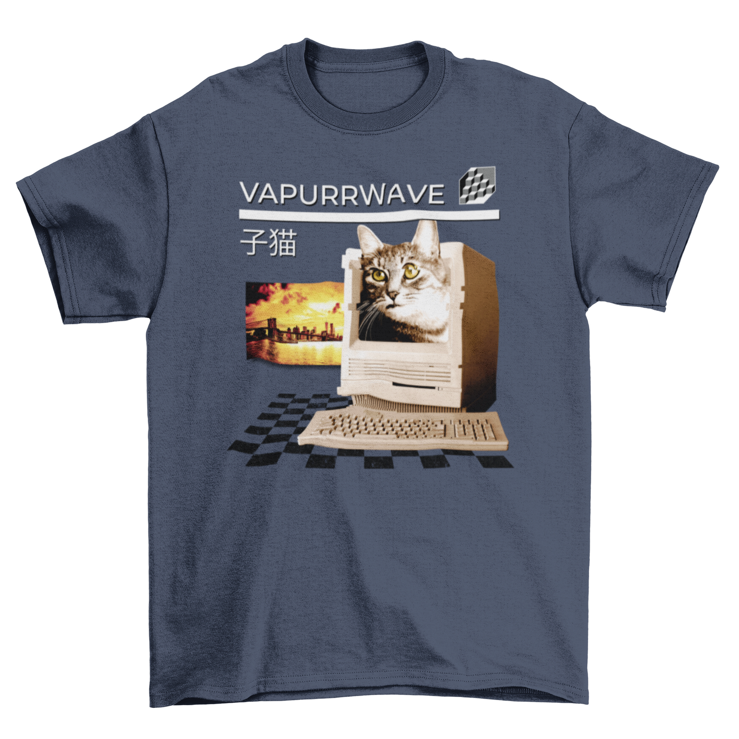 Cool Cute Retro Chess Computer Pet Animal vaporwave quote "Vapurrwave"