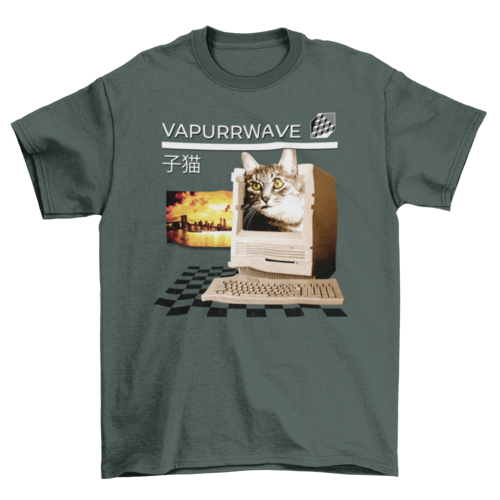 Cool Cute Retro Chess Computer Pet Animal vaporwave quote "Vapurrwave"