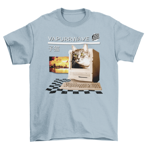 Cool Cute Retro Chess Computer Pet Animal vaporwave quote "Vapurrwave"