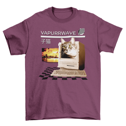 Cool Cute Retro Chess Computer Pet Animal vaporwave quote "Vapurrwave"