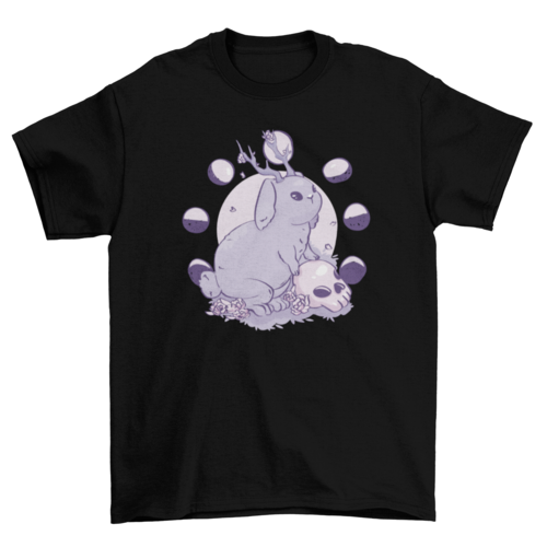Rabbit with antlers creepy t-shirt