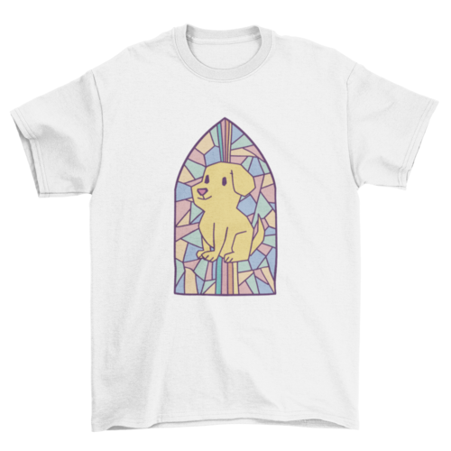 Dog in church window t-shirt design