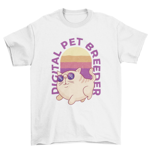 Cat wear sunglasses with Digital pet breeder quote t-shirt
