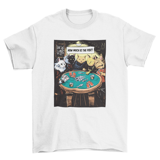 Cats playing table poker cards game t-shirt