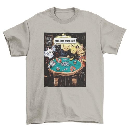 Cats playing table poker cards game t-shirt