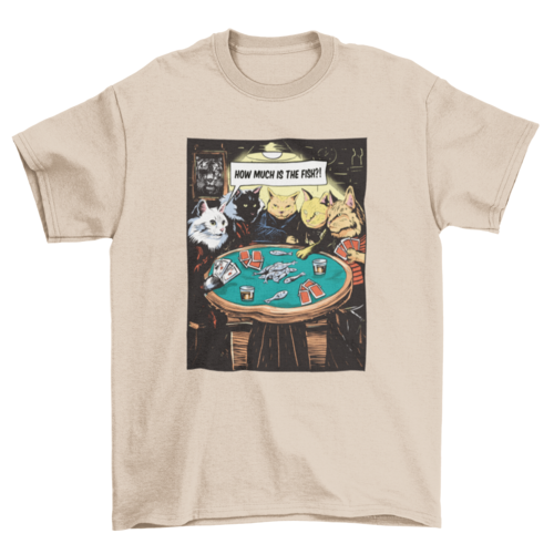 Cats playing table poker cards game t-shirt