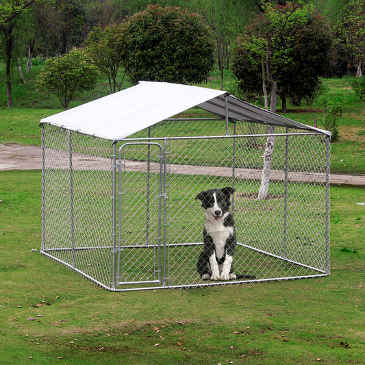 PawHut 10'Lx10'Wx6'H Large Outdoor Dog Kennel Playpen Galvanized Pet